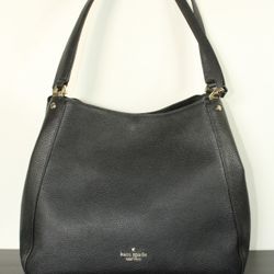 Kate Spade Leila Tote Bag Grained Leather Leather Black