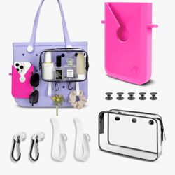 6 Packs,Accessories for Medium XL Bogg Bag,Includes Silicone Phone Holder,PVC Insert Bag,Hooks,and Keychain.Accessories Can Be Installed Inside or Out