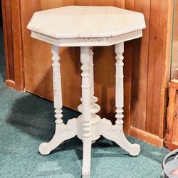 Shabby Chic And Table Octagon Wood Nightstand White Distressed Washed Vintage 