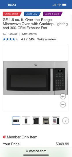 GE 1.6 Cf Over The Range Microwave Oven With Cooktop Lighting And 300 Cfm Exhaust Fan