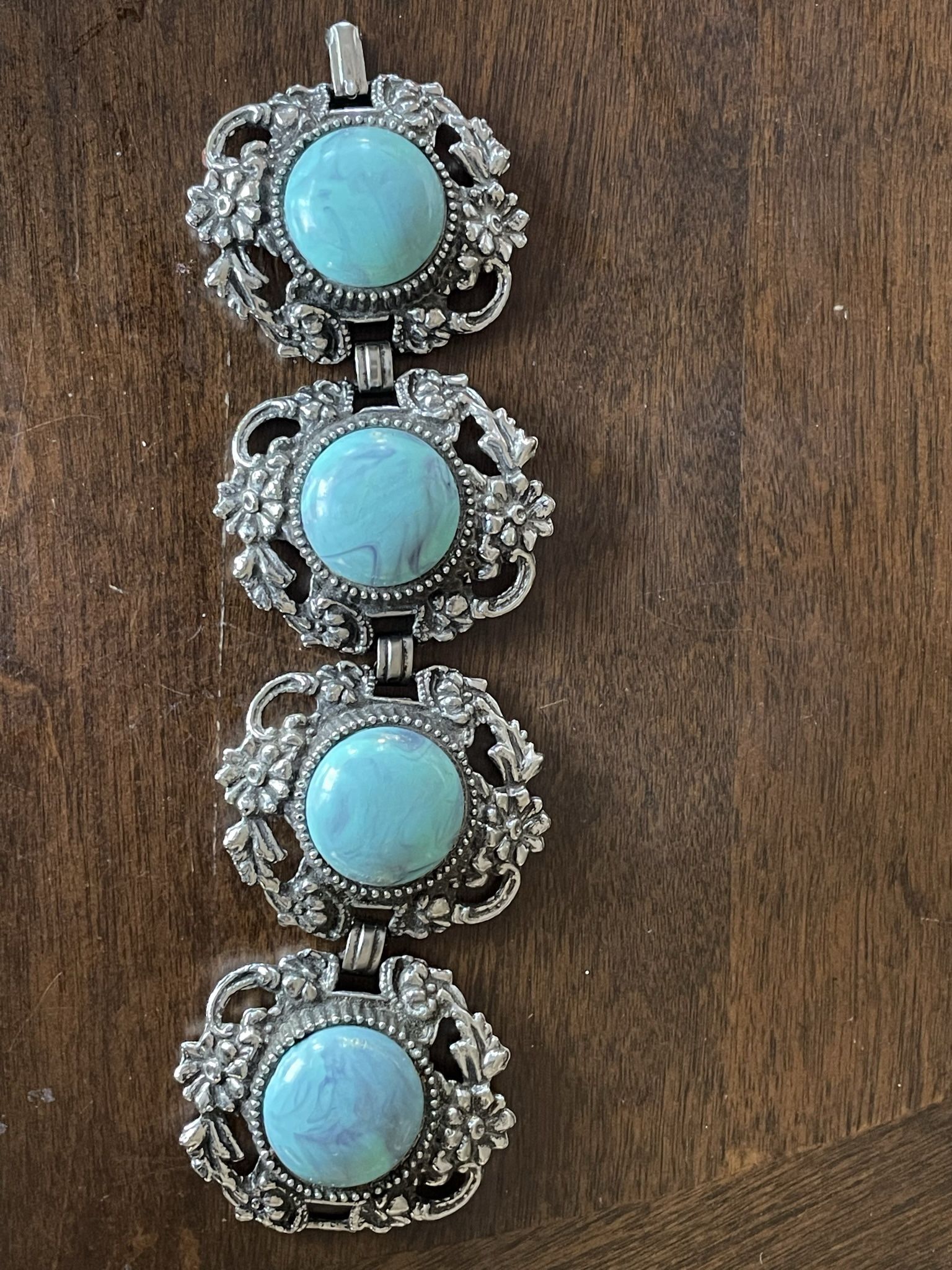 Vintage Turquoise Wide Link Bracelet