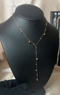 18k gold plated drop choker necklace