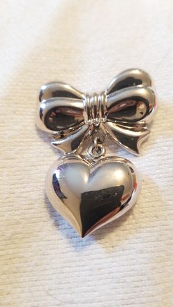 Sterling Silver Bow Heart Brooch/Pin