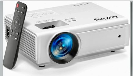 AuKing Projector, 2026 Upgraded Mini Projector, Full HD 1080P Home Theater Video Projector, Compatible with HDMI/USB/Smartphone/TV Box/Laptop (White)