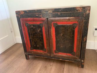 Antique hand painted painted Tibetan or Chinese cabinet.