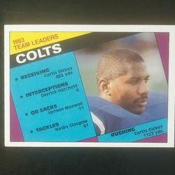 1984 Topps Indianapolis Colts Team Leaders #10 Rushing Curtis Dickey Football Card Collectible Vintage Sports NFL Trading Pro Professional
