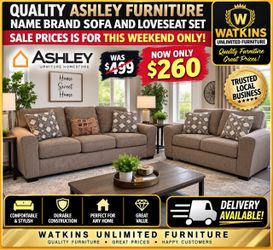 Ashley Furniture Sofa & Loveseat Set – Excellent Condition – Delivery Available 🚛🚚