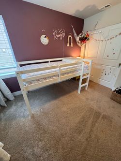 Solid wood loft bed frame