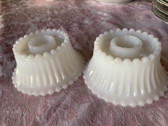 Milk Glass VGT Candle Holders. 