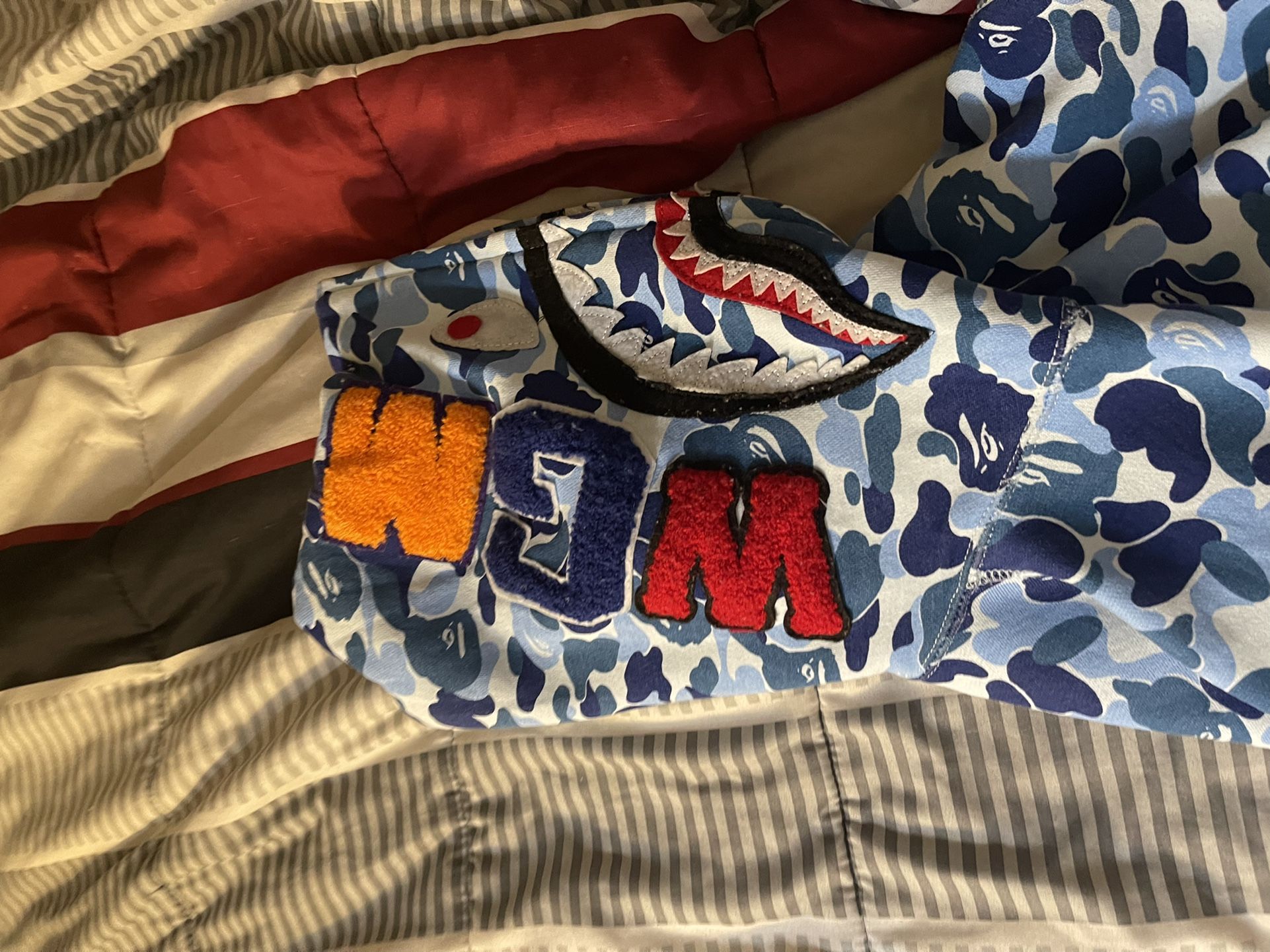 Blue ABC Bape Camo Hoodie With Bag