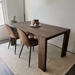 Blox 63” Solid Wood Dining Table + 2 Chairs
