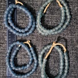 Lot Of 4 Vintage Glass African Bead Strands Blues Jewelry Craft Supply