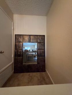 Large Decorative Metal-Framed Wall Mirror – Rustic/Industrial Style