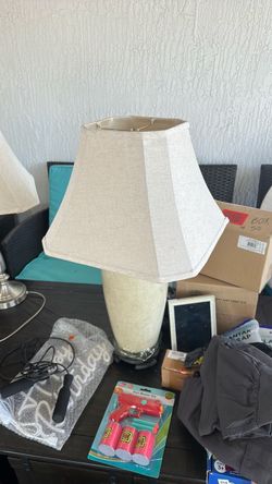 Table Lamp with Cream Fabric Shade
