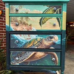 Gorgeous Tropical Island Inspired Vintage Chest Of Drawers Of 