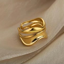 18k gold plated Stainless Steel Open Ring