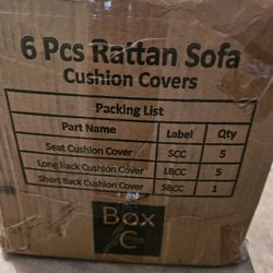 RATTAN SOFA CUSHION COVERS  (BLACK)