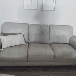 GENUINE LEATHER LIGHT GRAY SOFA $300
