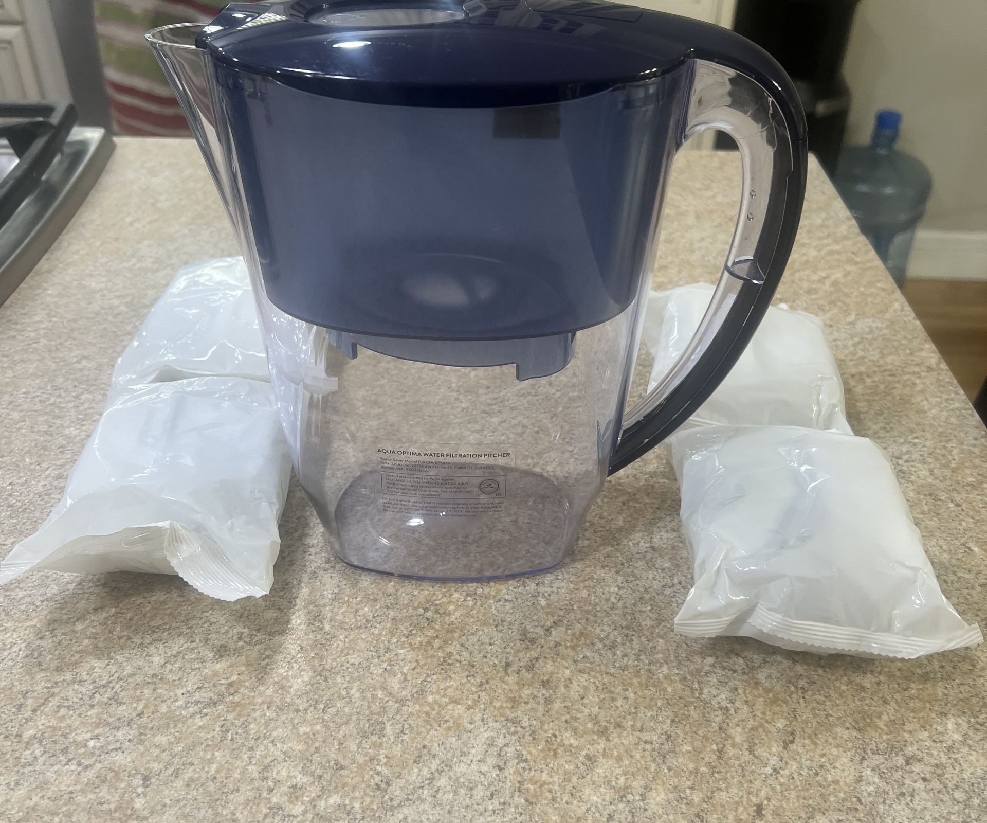 Aqua Optima Water Filtration Pitcher With 4 Filters
