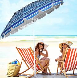 Large Striped Beach Umbrella