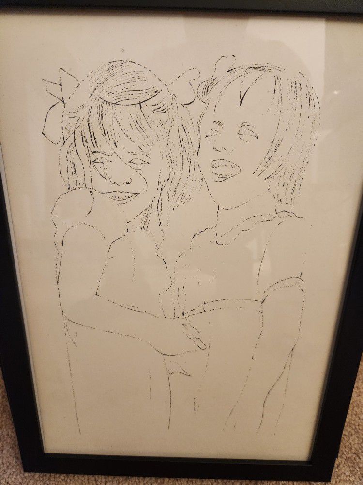 Andy Warhol Rare Vintage 1954 Original Two Girls Laughing Lithograph
