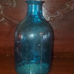 Vintage Blue Glass Vase / Jar 