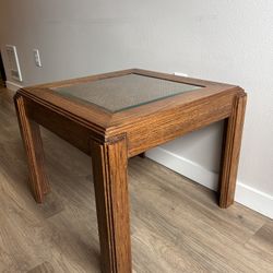 Wood Glass Wicker Table