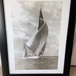 🖼️ Large Black Framed Sailboat Wall Art – 33.5” x 27”