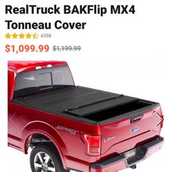 Real Truck BAKFlip MX4 Hard Quad-fold Tonneau Cover And Tiger Underseat Organizer 