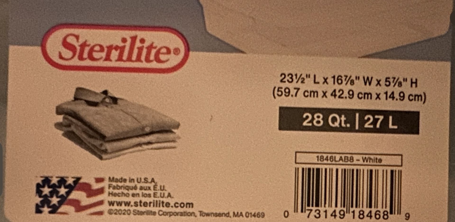 Bin 15 Sterilize 27Qt 27 Long NO LID