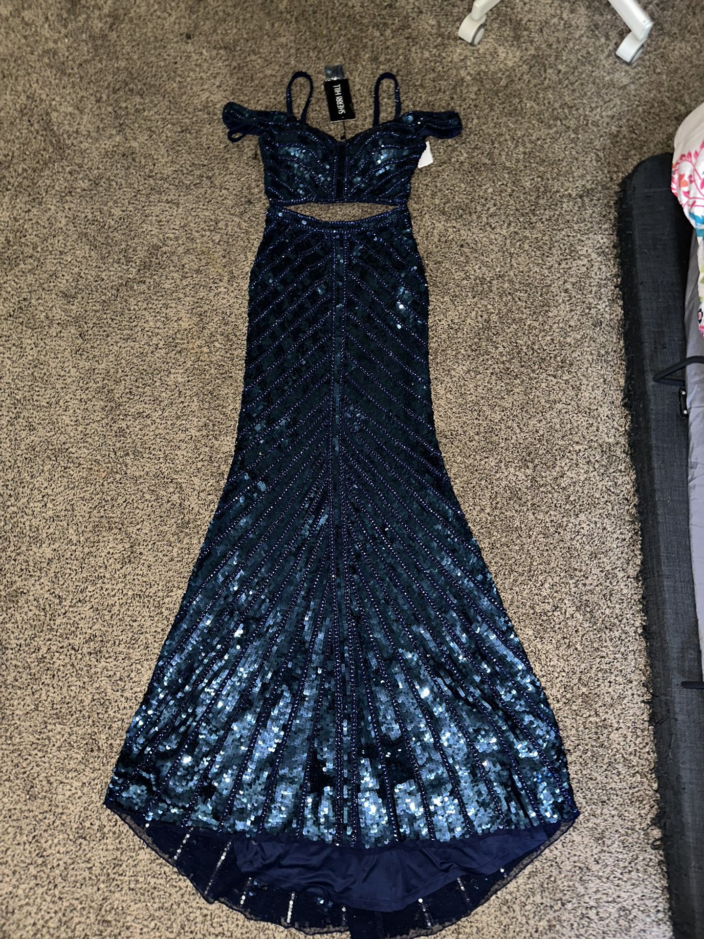 Dark Blue, Two Piece, Sequin Dress 