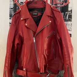 Straight to Hell - Blood Red Leather Jacket