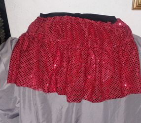 red sequenced running skirt