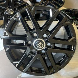 Toyota Tundra Rims 18” OEM Factory Wheels Rines New Gloss Black Powder Coated ( Exchange Available )( Cambio Disponible ) 2022-2026 Model Only 
