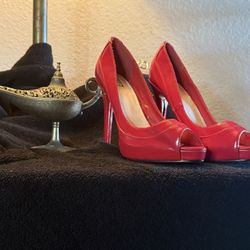 Red Platform Spiked Heels
