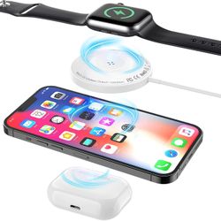 3 in 1 Magnetic Wireless Charger for iPhones, for iWatches, for Air Pods, Fast Wireless Charging Station for iPhone 13/12/11/X/XS/XR/Pro/Max, for iWat