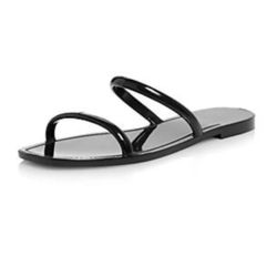 NWB AQUA Metallic Slip On Flat NWT, Jelly Women's Black Sandals Size 8 B