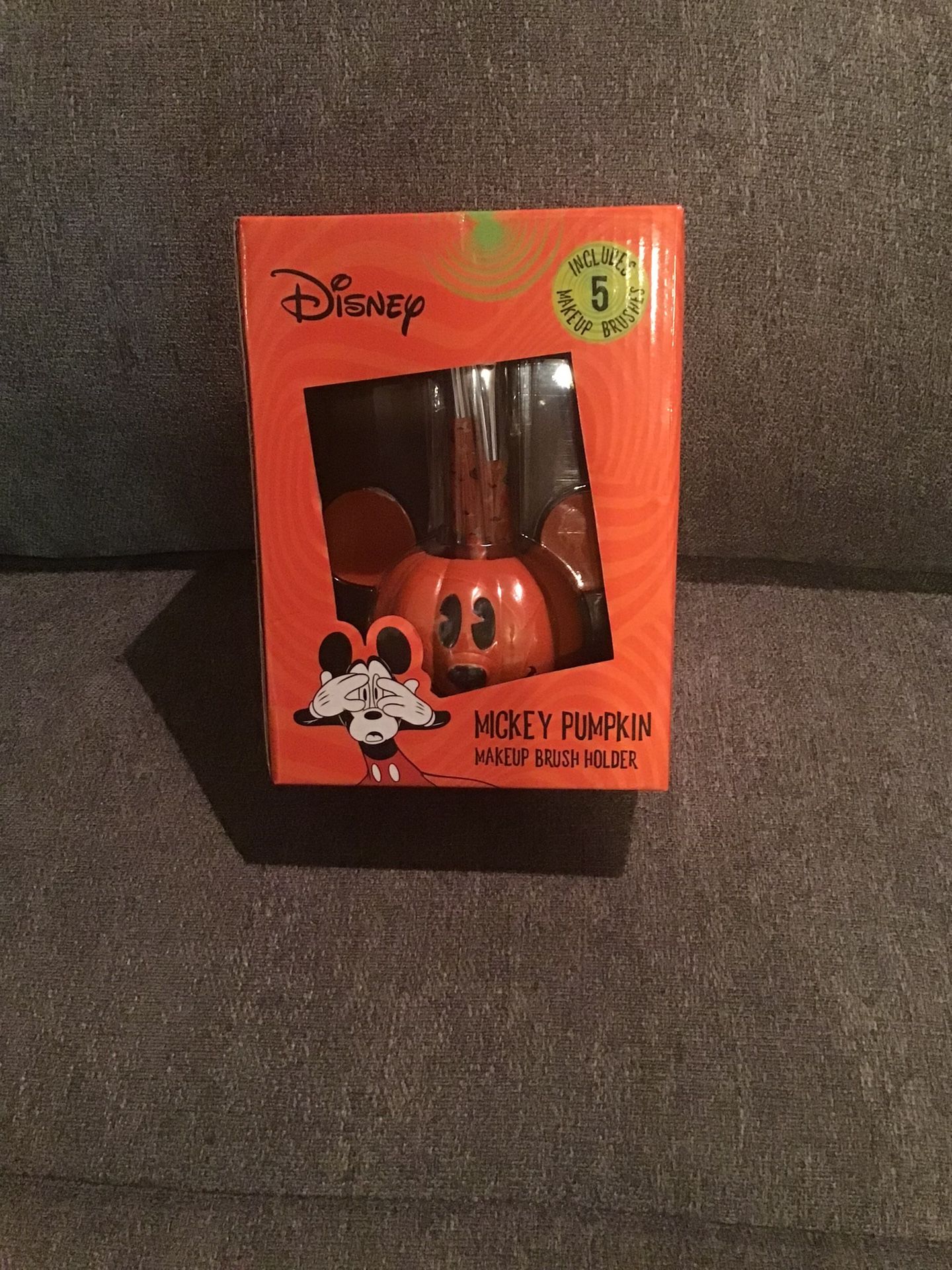 Disney Mickey Mouse Halloween PUMPKIN Makeup Brush Set Holder (New)