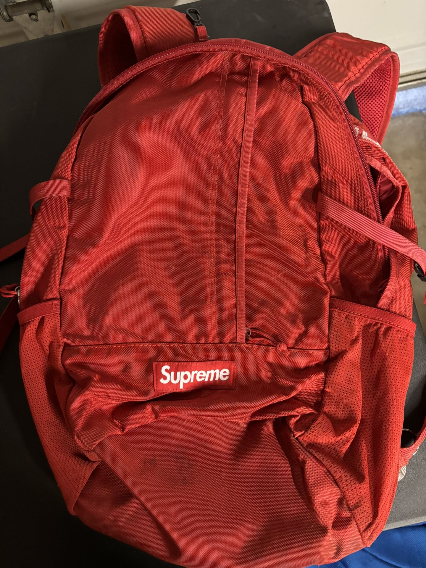 Red supreme backpack