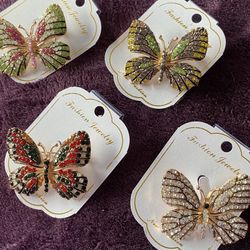 Pin-Rhinestone Covered Butterfly