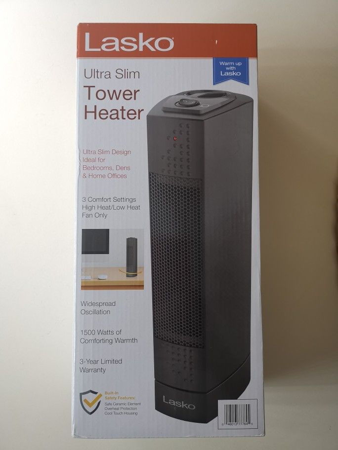 Lasko 1500W Ultra Slim Desktop Ceramic Tower Space Heater