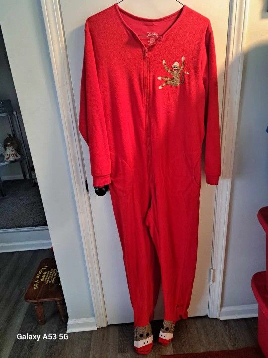 Women's Monkey Footie Pajamas Size L