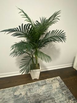 Large Faux Palm Tree in White Planter