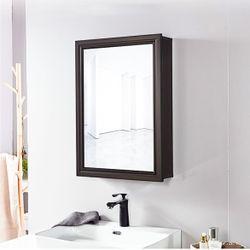 Bathroom Mirror wood Cabinet, Wall Mounted Mirror Box, Toiletries Storage Cabinet, white