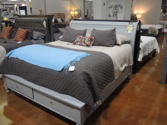 Aspen Home Cambridge King Sleigh Storage Bed - Light Gray | Headboard