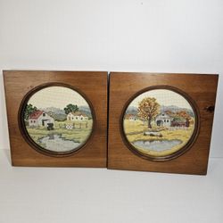 Completed Framed Amish Themed Cross Stitch Handmade Wall Art Ready to Hang