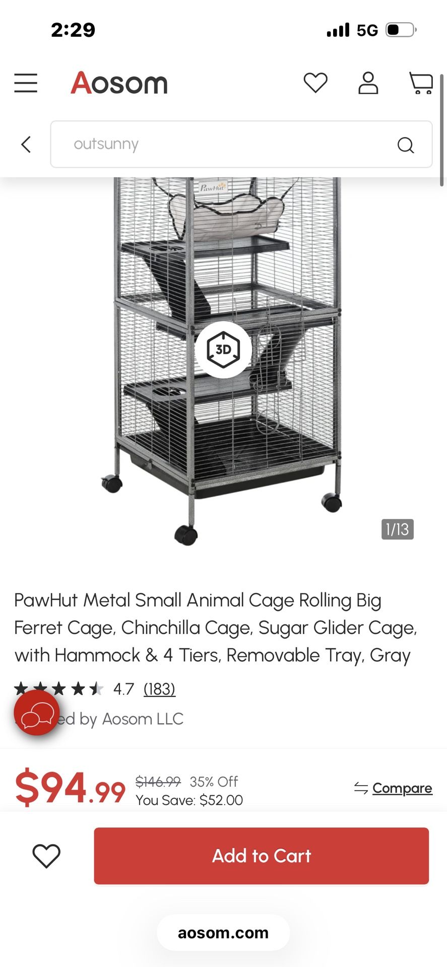 Small Animal Rolling Cage