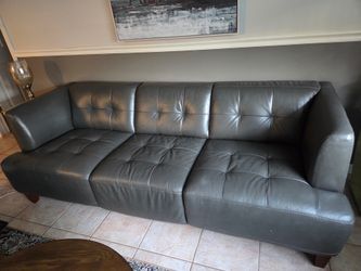 Grey leather sofa