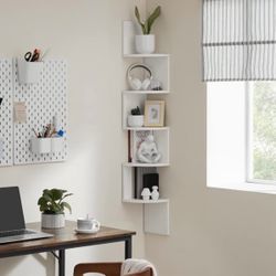 Floating Corner Shelf, White