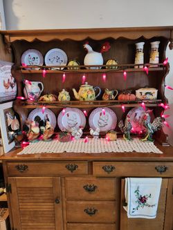 1970s Vintage Maple Two Piece Hutch , Read Descriptions Please 